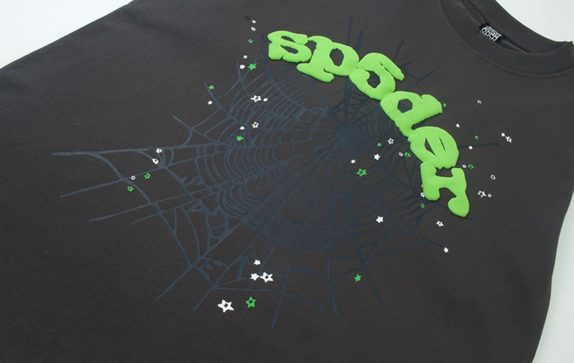 Sp5der OG Web Graphic T-Shirt (Black/Green)