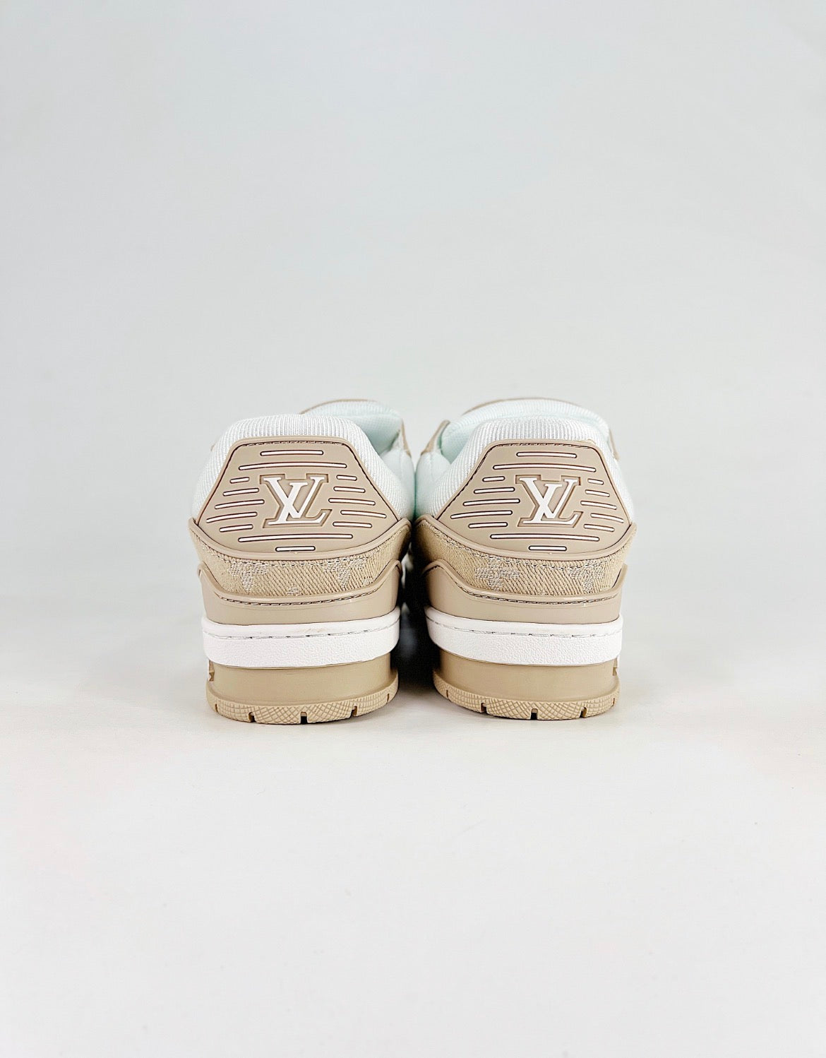 Louis Vuitton LV Trainer (Beige Monogram Denim/White Calf Leather)