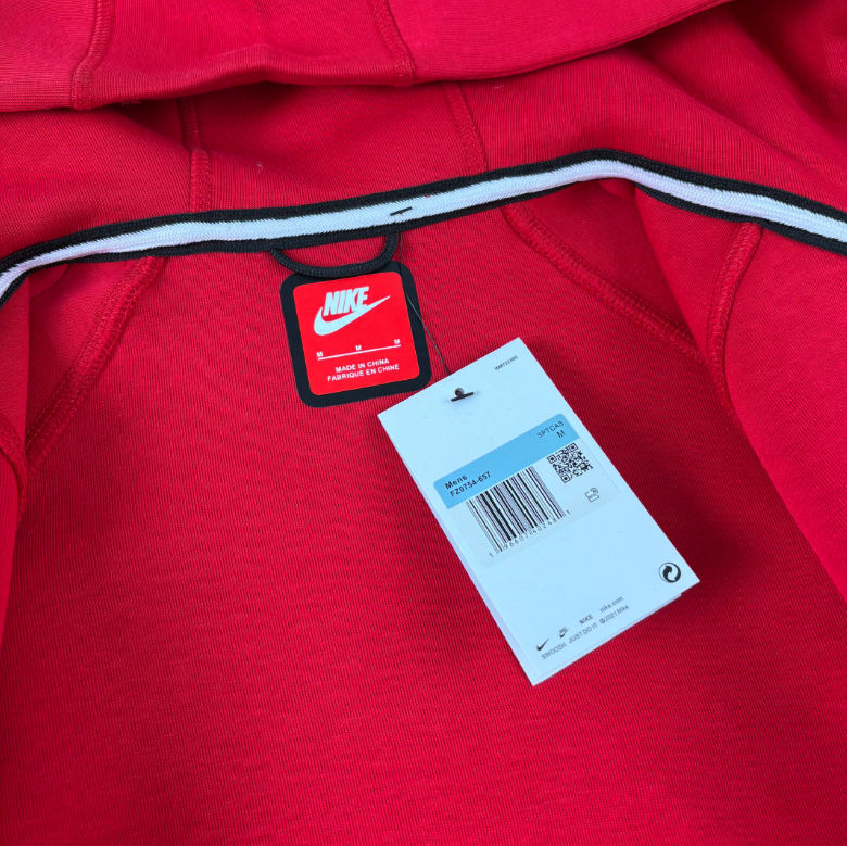 Nike Sportswear Tech Fleece Reflective Full-Zip Hoodie & Jogger Set (University Red)