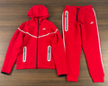 Nike Sportswear Tech Fleece Reflective Full-Zip Hoodie & Jogger Set (University Red)