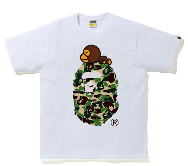 BAPE ABC Camo Milo On Big Ape Tee (White/Green)