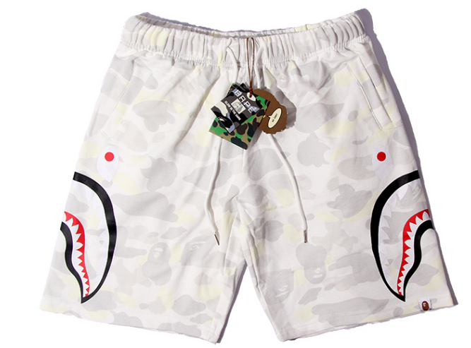A Bathing Ape Shark Side Camo Sweat Shorts (White Camo)