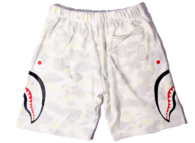 A Bathing Ape Shark Side Camo Sweat Shorts (White Camo)