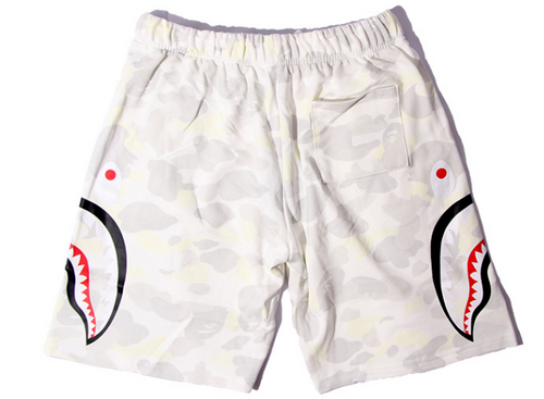 A Bathing Ape Shark Side Camo Sweat Shorts (White Camo)