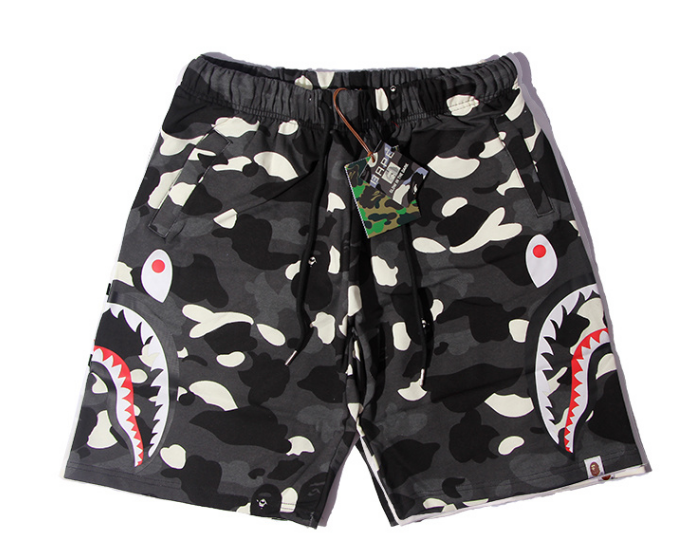 A Bathing Ape Shark Side Camo Sweat Shorts (Black City Camo)