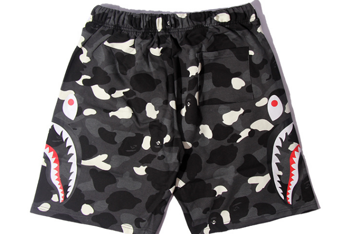 A Bathing Ape Shark Side Camo Sweat Shorts (Black City Camo)