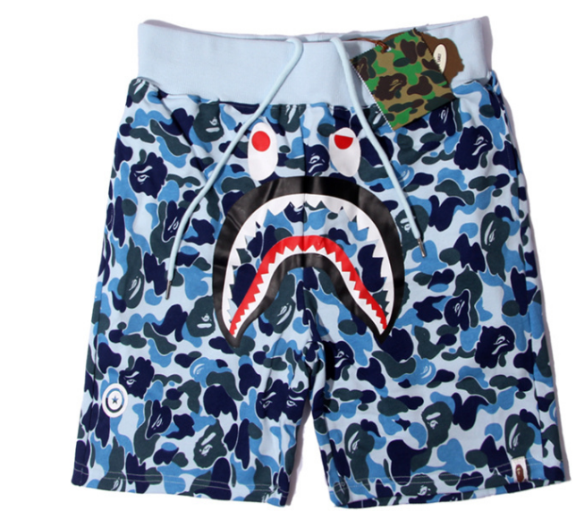 A Bathing Ape ABC Shark Sweat Shorts (Blue ABC Camo)