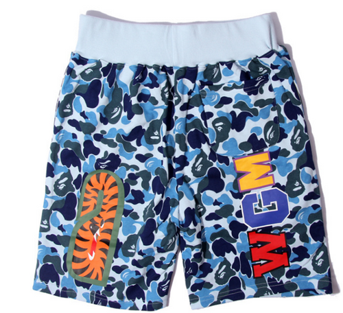 A Bathing Ape ABC Shark Sweat Shorts (Blue ABC Camo)