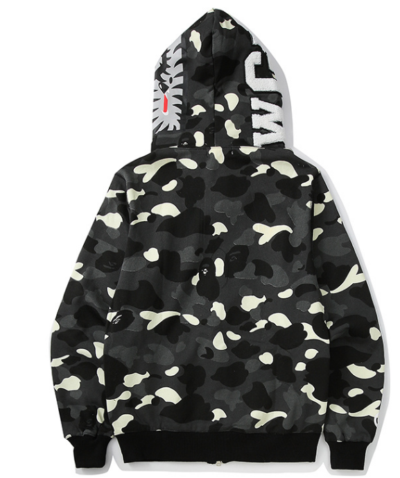 A Bathing Ape Shark Full-Zip Hoodie (Black City Camo)