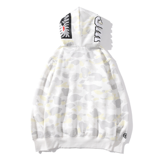 A Bathing Ape Shark Full-Zip Hoodie (White Camo)