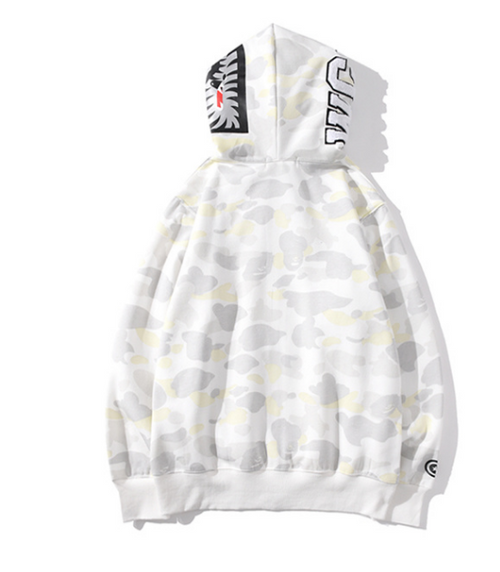 A Bathing Ape Shark Full-Zip Hoodie (White Camo)