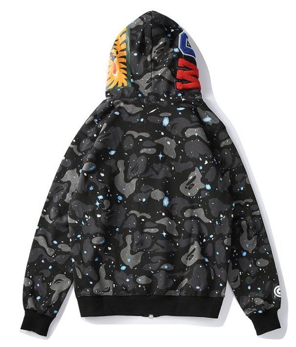 A Bathing Ape Shark Full-Zip Hoodie (Space Camo / Galaxy Print)