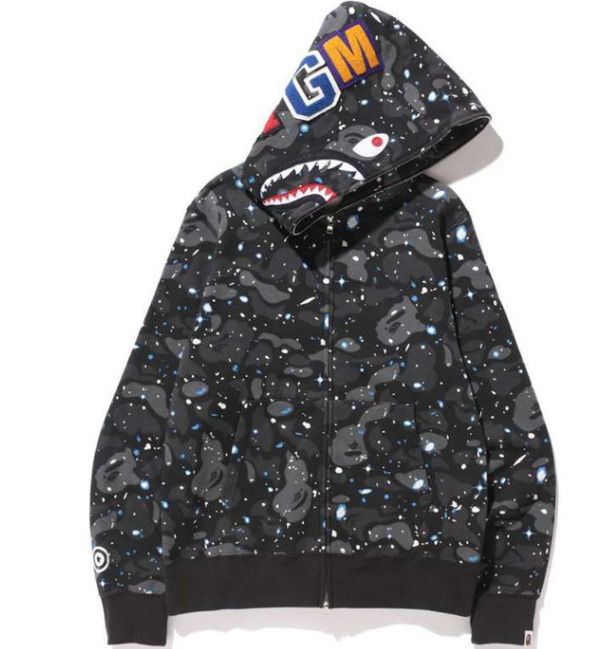 A Bathing Ape Shark Full-Zip Hoodie (Space Camo / Galaxy Print)
