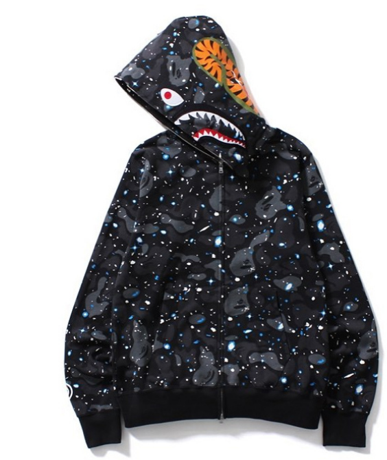 A Bathing Ape Shark Full-Zip Hoodie (Space Camo / Galaxy Print)