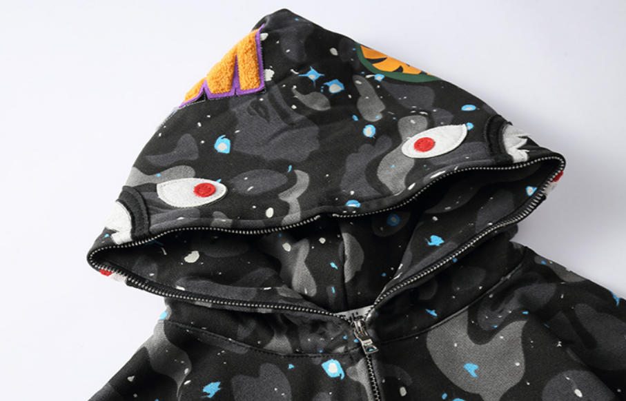 A Bathing Ape Shark Full-Zip Hoodie (Space Camo / Galaxy Print)