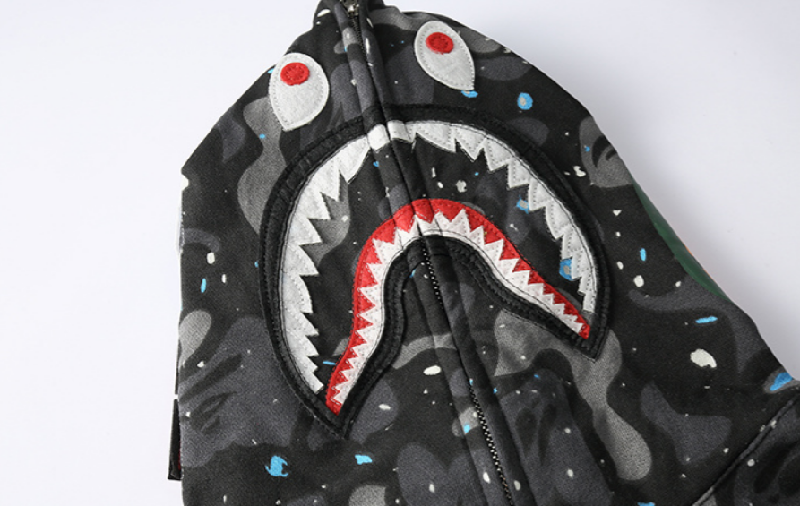 A Bathing Ape Shark Full-Zip Hoodie (Space Camo / Galaxy Print)