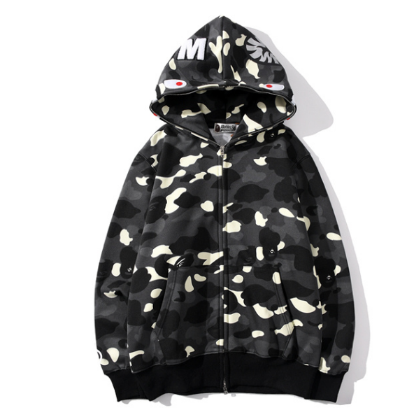 A Bathing Ape Shark Full-Zip Hoodie (Black City Camo)