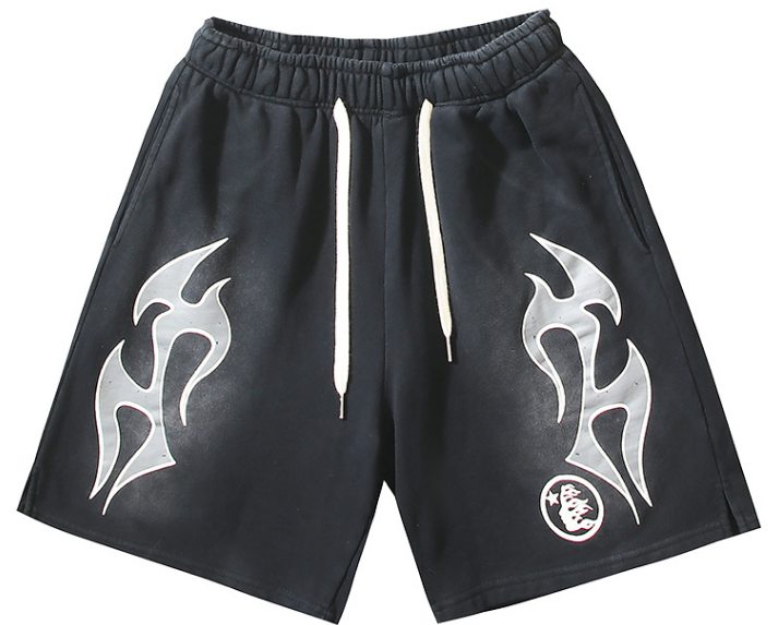 Hellstar Sports Flame Sweat Shorts (Black)