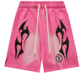 Hellstar Sports Flame Sweat Shorts (Hot Pink Fade)