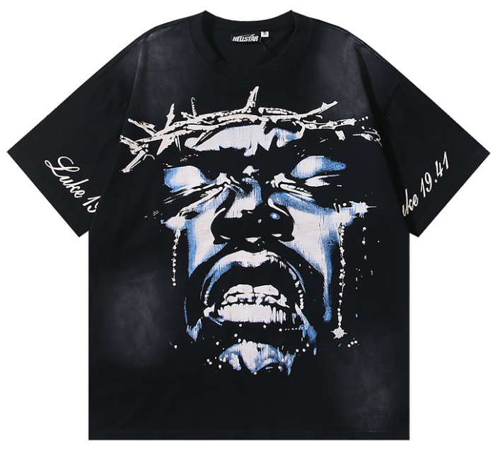 Hellstar Studios "Luke 19:41" Jesus Tee (Black Washed)
