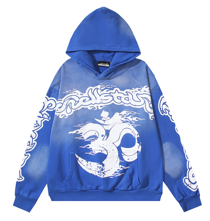 Hellstar Studios "yoga"  Hooded Hoodie (Blue Washed)