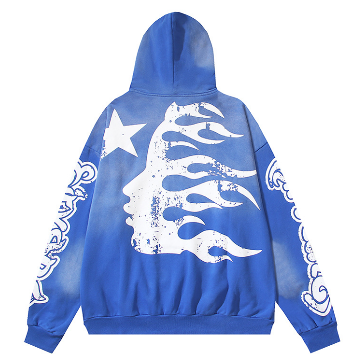 Hellstar Studios "yoga"  Hooded Hoodie (Blue Washed)
