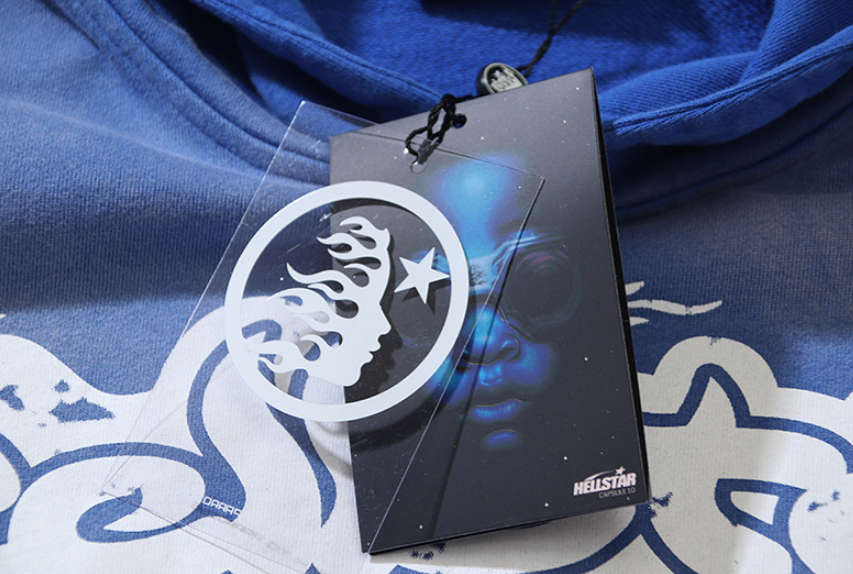Hellstar Studios "yoga"  Hooded Hoodie (Blue Washed)