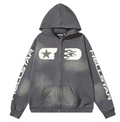 Hellstar Studios "Star Face" Full-Zip Hoodie (Grey Washed)
