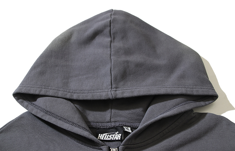 Hellstar Studios "Star Face" Full-Zip Hoodie (Grey Washed)