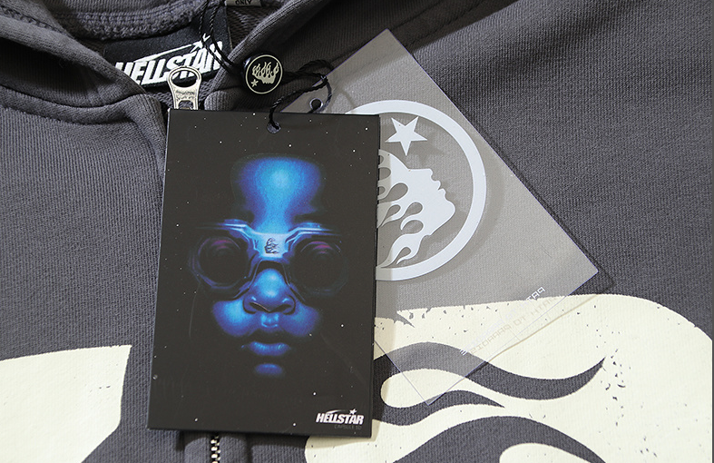 Hellstar Studios "Star Face" Full-Zip Hoodie (Grey Washed)