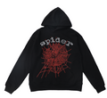 Sp5der Rhinestone OG Web Pullover Hoodie (Black/Red)