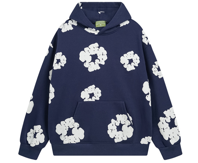 Denim Tears Cotton Wreath Allover Hoodie (Navy)