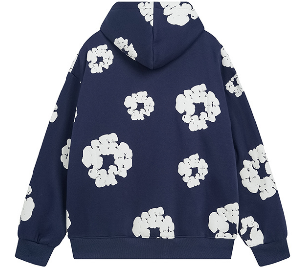 Denim Tears Cotton Wreath Allover Hoodie (Navy)