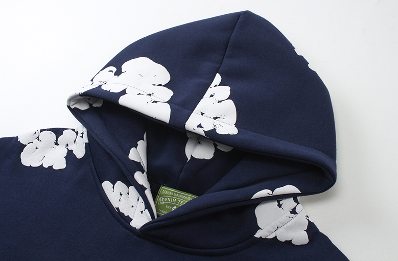 Denim Tears Cotton Wreath Allover Hoodie (Navy)