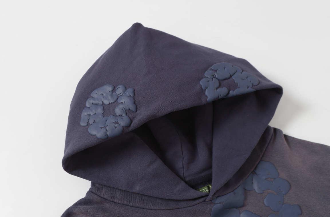 Denim Tears Cotton Wreath Allover Hoodie (Washed Indigo)
