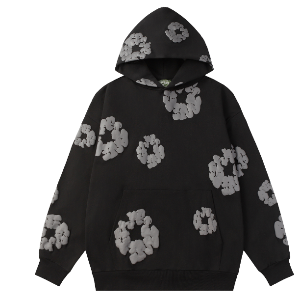 Denim Tears Cotton Wreath Allover Hoodie (Black/Grey)