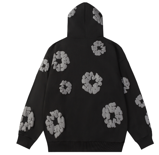 Denim Tears Cotton Wreath Allover Hoodie (Black/Grey)