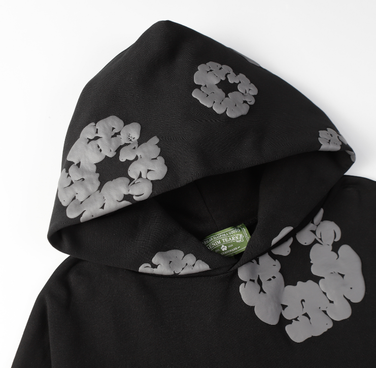 Denim Tears Cotton Wreath Allover Hoodie (Black/Grey)