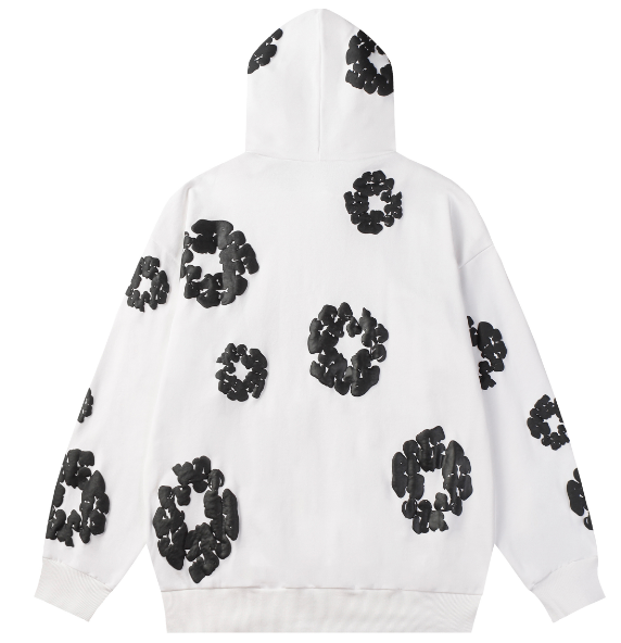 Denim Tears Cotton Wreath Allover Hoodie (White/Black)