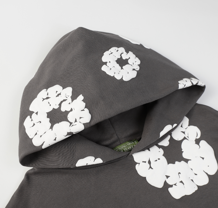 Denim Tears Cotton Wreath Allover Hoodie (Charcoal)