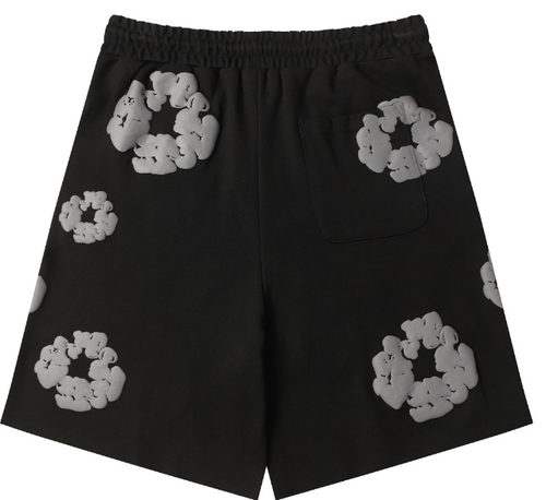 Denim Tears Cotton Wreath Allover Fleece Shorts (Black/Grey)