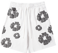 Denim Tears Cotton Wreath Allover Fleece Shorts (White/Grey)