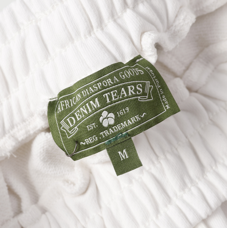 Denim Tears Cotton Wreath Allover Fleece Shorts (White/Grey)
