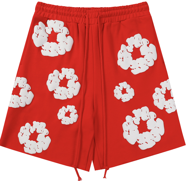 Denim Tears Cotton Wreath Allover Fleece Shorts (Red)