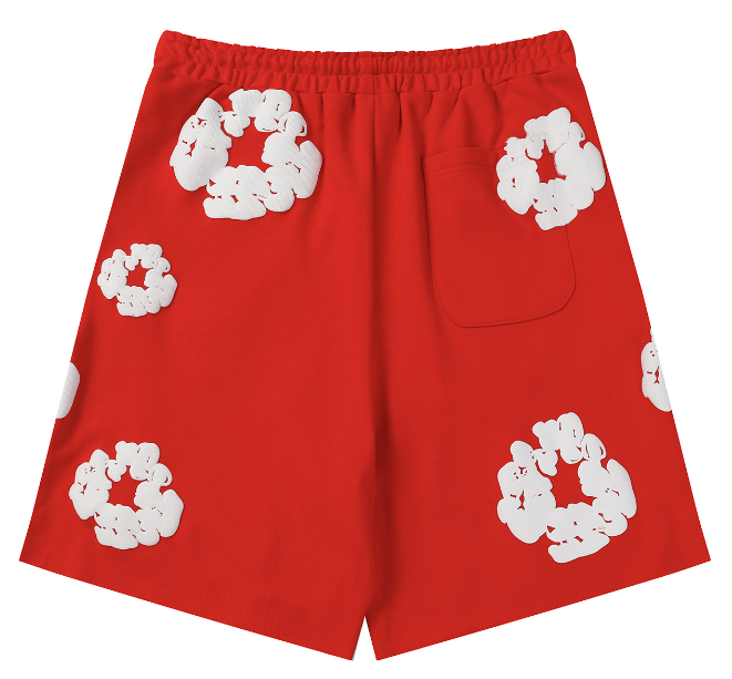Denim Tears Cotton Wreath Allover Fleece Shorts (Red)