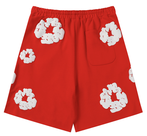 Denim Tears Cotton Wreath Allover Fleece Shorts (Red)