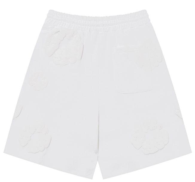 Denim Tears Cotton Wreath Allover Fleece Shorts (Tonal White)