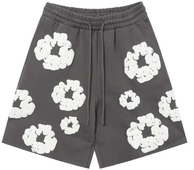 Denim Tears Cotton Wreath Allover Fleece Shorts (Charcoal)