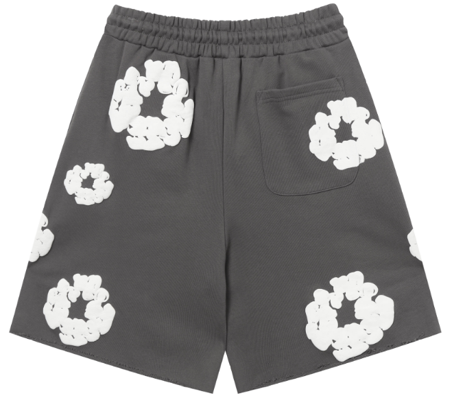 Denim Tears Cotton Wreath Allover Fleece Shorts (Charcoal)