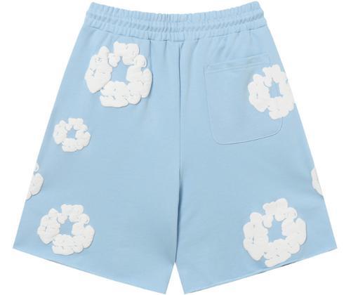 Denim Tears Cotton Wreath Allover Fleece Shorts (Baby Blue)